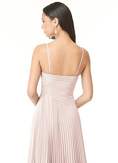 Azazie Vini Robes de demoiselle d'honneur Robe Trapèze en Mousseline de soie Col V plissé Rose Pétale image5