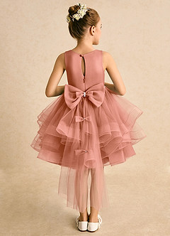 Azazie Tinie Blumenmädchenkleider Ballkleid Schleifen Tüll Kleid Mai Tai image1