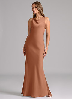 Azazie Allettie Bridesmaid Dresses Bronzer Mermaid Stretch Satin Dress image5