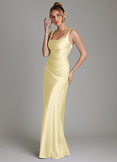 Azazie Agustina Robes de demoiselle d'honneur Robe Sirène en Satin extensible Corset Sorbet Citron image5