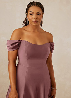 Christian Siriano Bridal for Azazie 1002 Bridesmaid Dresses Vintage Mauve A-Line Off the Shoulder Stretch Satin Convertible Dress image13