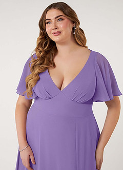 Azazie Kimber Bridesmaid Dresses Tahiti A-Line Flounce Sleeve Chiffon Dress image13
