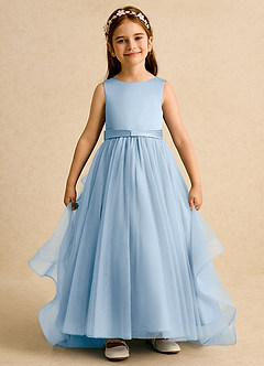 Azazie Lior Flower Girl Dresses Powder Blue Ball-Gown Pleated Tulle Dress image2