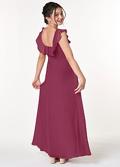 Azazie Jinny Junior Amethyst A-Line Ruched Chiffon Dress image2