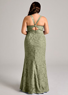 Azazie Mero Bridesmaid Dresses Pistachio Sheath Pleated Floral Burnout Dress image8