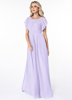 Azazie Lily Modest Bridesmaid Dresses Empire Pleated Chiffon Floor-Length Dress image4