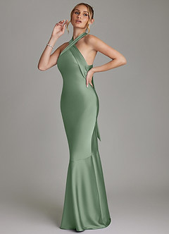 Azazie Reign Brudtärnklänningar Klä av Sjöjungfru i Stretch Satin Plisserad Matcha image6