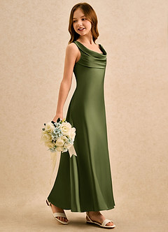 Azazie Raspberry Girls Formal Flower Girl Klänningar Klä A-Line i Stretch Satin Plisserad image3