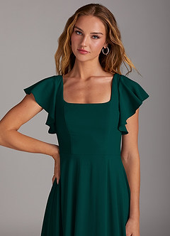 Azazie Bondi Bridesmaid Dresses Pine A-Line Side Slit Stretch Chiffon Dress image6