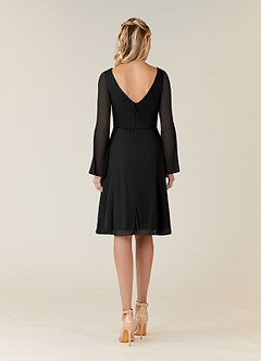 Azazie Teraso Mother of the Bride Dresses Black A-Line Pleated Mesh Dress image2