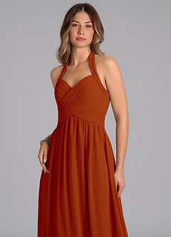 Azazie Darlyn Bridesmaid Dresses Paprika A-Line Pleated Chiffon Dress image7