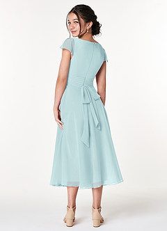 Azazie Payton Junior Sea Glass A-Line Bow Chiffon Dress image2