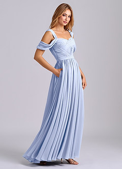 Azazie Koa 신부 들러리 드레스 A라인 오프 더 숄더 쉬폰 바닥 길이 드레스 image6