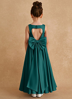 Azazie Bettie Flower Girl Dresses Peacock A-Line Bow Matte Satin Dress image1