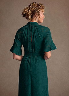 Azazie Hypatia Klänningar till brudens mor Klä Tubklänning i Blommig Utbrändhet Plisserad Tallgrön image7