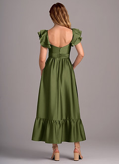 Azazie Anaya Bridesmaid Dresses Olive A-Line Sweetheart Neckline Stretch Satin Convertible Dress image2