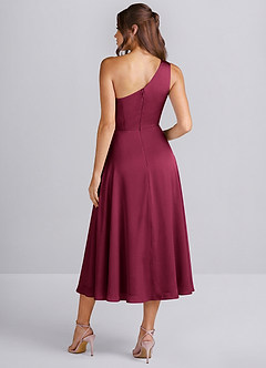 Brook Burgund Ein-Schulter-Satin-Midikleid mit Schlitz image2
