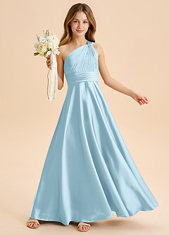 Azazie Charlize Junior Jurk van Stretch Satijn met A-Lijn Geplooid Hemelsblauw image1