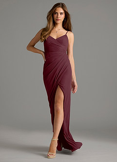 Azazie Maci Brautjungfernkleider Etui Plissee Gittergewebe Kleid Cabernetrot image6