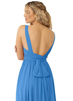 Azazie Kora Bridesmaid Dresses Blue Jay A-Line Pleated Chiffon Dress image3