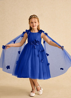 Azazie Staria Blumenmädchenkleider Ballkleid Gestreift Tüll Kleid Königsblau image4