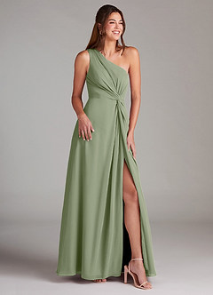 Azazie Brooke Bridesmaid Dresses Pistachio A-Line One Shoulder Chiffon Dress image4