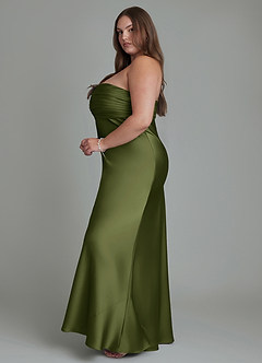 Azazie Saylor Bridesmaid Dresses Olive Mermaid Strapless Stretch Satin Dress image14