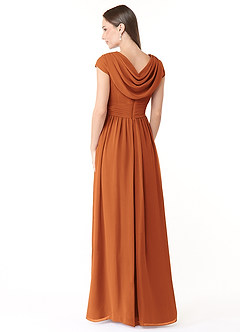 Azazie Organa Robes de demoiselle d'honneur Robe Trapèze en Mousseline de soie Plissée Cannelle image4