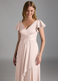 Azazie Omari Bridesmaid Dresses Blushing Pink A-Line Stretch Satin Dress image4