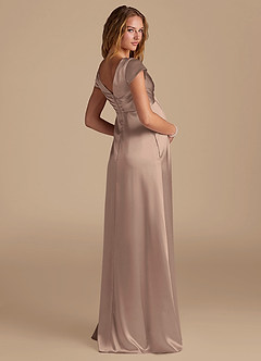 Azazie Allessia Maternity Bridesmaid Dresses A-Line Metallic Satin Floor-Length Dress image2