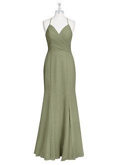 Azazie Carolina Abiti da Damigella Abito Sirena in Chiffon Increspato Pistacchio image6
