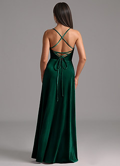 Azazie Mei Bridesmaid Dresses Emerald A-Line Corset Velvet Dress image4