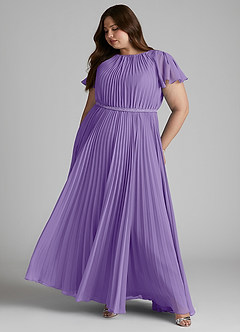 Azazie Kara Modest Bridesmaid Dresses A-Line Pleated Chiffon Floor-Length Dress image12