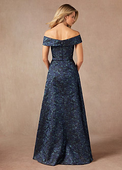 Azazie Maria vestidos de madre de la novia Vestido de Azul Marino Oscuro de Jacquard de Corte En A con Vestidos sin tirantes image3