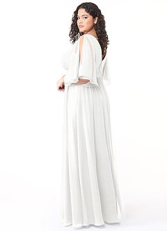 Azazie Temeka Robes de demoiselle d'honneur Robe Trapèze en Mousseline de soie Rayé Blanc image4