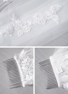 front Diamond and Lace Elbow Veil
