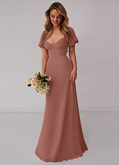 Barbie ♥ Azazie Bridesmaid Dresses Cedar Rose A-Line Pleated Chiffon Dress image6