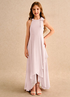 Azazie Boop Girls Formal Blumenmädchenkleider A-Linie Schleifen Chiffon Kleid Zartrosa image3
