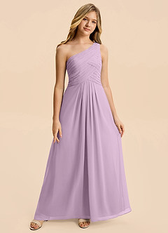 Azazie Emmie Junior Wisteria A-Line Pleated Chiffon Dress image4