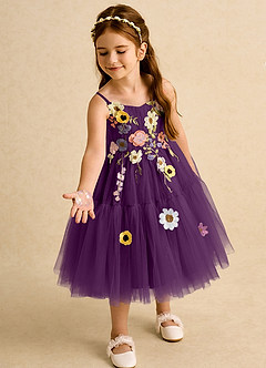 Azazie Osea vestidos de niña de las flores Vestido de Uva de Tul de Princesa con Plisado image3