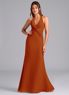 Azazie Valerie Bridesmaid Dresses Paprika Mermaid Pleated Chiffon Dress image1