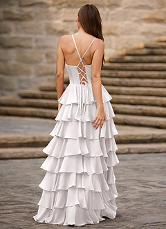 Rhythm White Ruffled A-line Prom Dress image6