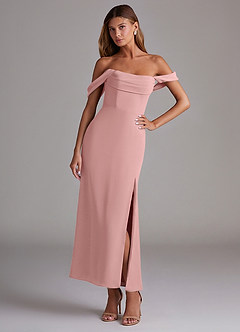 Azazie Saige Vestidos de damas de honor Vestido de Rosa Polvorienta de Gasa de Corte Sirena Convertible con Vestidos sin tirantes image4