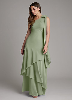 Azazie Monique Brautjungfernkleider A-Linie One-Shoulder Chiffon Kleid Pistazie image6