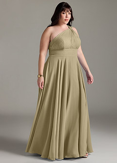 Azazie Charlize Bridesmaid Dresses Moss Green A-Line One Shoulder Chiffon Dress image10