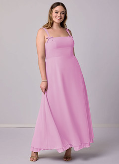 Barbie ♥ Azazie Bridesmaid Dresses Candy Pink A-Line Pleated Chiffon Dress image8