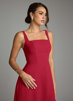 Azazie Debra Bridesmaid Dresses Scarlet A-Line with Pockets Chiffon Convertible Dress image3