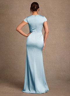 Azazie Rilda 신부의 어머니 드레스 쉬스 레이스 스트레치 새틴 플로어 길이 드레스 image3