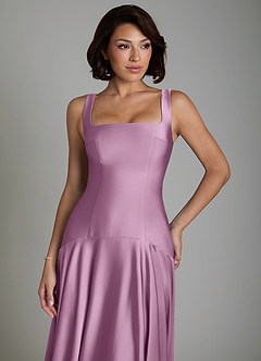 Azazie Reina Bridesmaid Dresses Wisteria A-Line Pleated Stretch Satin Dress image3