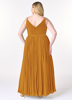Azazie Raychelle Bridesmaid Dresses Butterscotch A-Line V-Neck Chiffon Dress image8